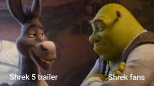 meme about the Shrek 5 trailer