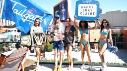 George Kittle Rolled Up To Vegas’s New Tailgate Beach Club In Grateful Dead SBs To Celebrate Tony Hawk’s Birthday