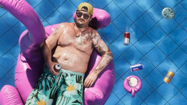 Man on a pool float in Grand Theft Auto VI