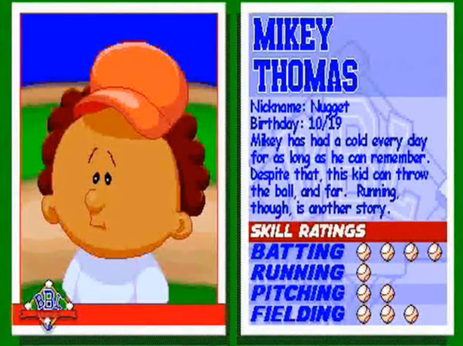 Mikey Thomas Backyard Baseball ratings