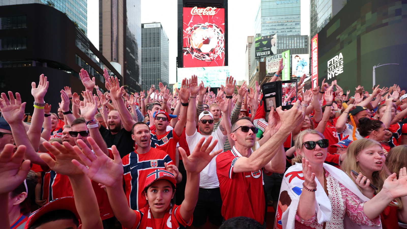 Norway fans take over Times Square with viral rowing viking ship celebration