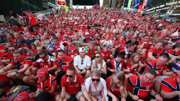 Norway Fans Took Over Times Square With Viral ‘Viking Ship’ Rowing Celebration