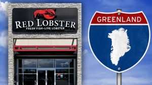 Red Lobster restaurant next to Greenland sign