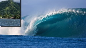Teahupo'o wave in Tahiti, French Polynesia
