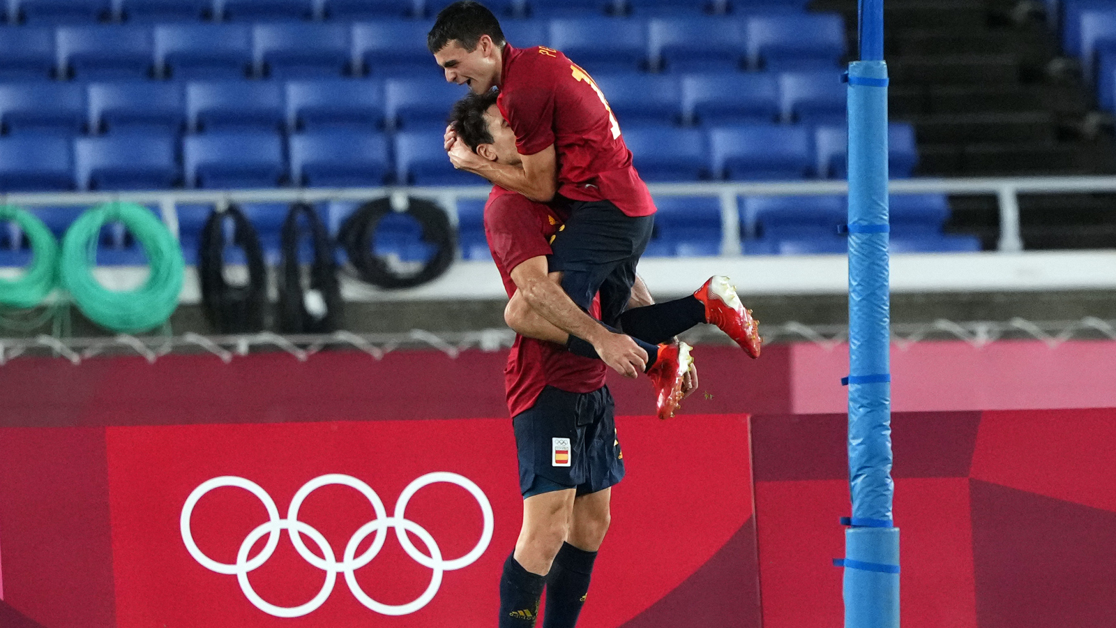 Team Spain midfielder Pedri Gonzalez celebrating goal