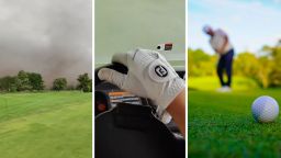Golfers Get Caught In The Middle Of A Tornado On Hole 15. They Have Make Their Getaway On A Golf Cart—And Caught It On Video
