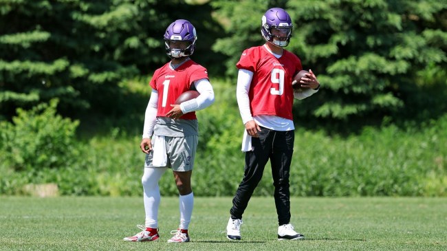 J.J. McCarthy and Kyler Murray at Minnesota Vikings training camp