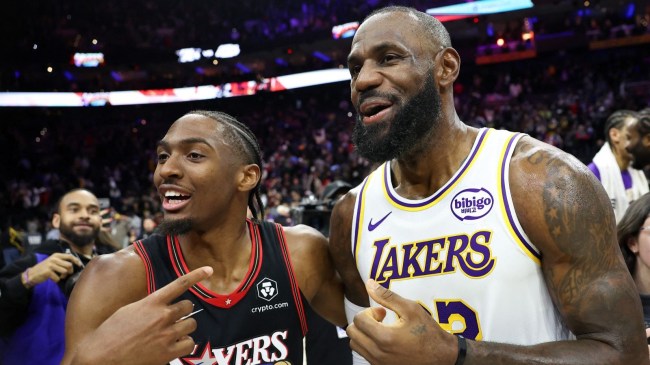 LeBron James and Tyrese Maxey of the Philadelphia 76ers