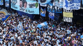 Argentina Fans Burn UK Flags Ahead Of World Cup Game Vs England In Atlanta