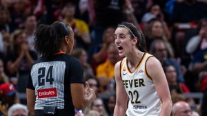 Caitlin Clark yells at ref