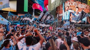 Argentina fans spit on UK flag