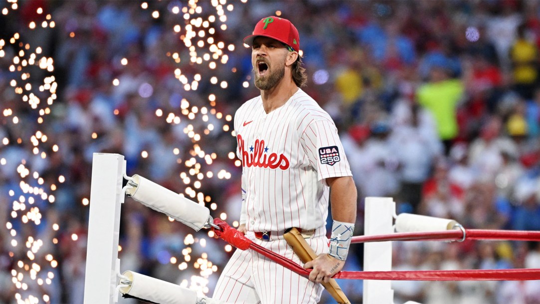 Philadelphia-Phillies-first-baseman-Bryce-Harper-on-ring-ropes-at-Home-Run-Derby
