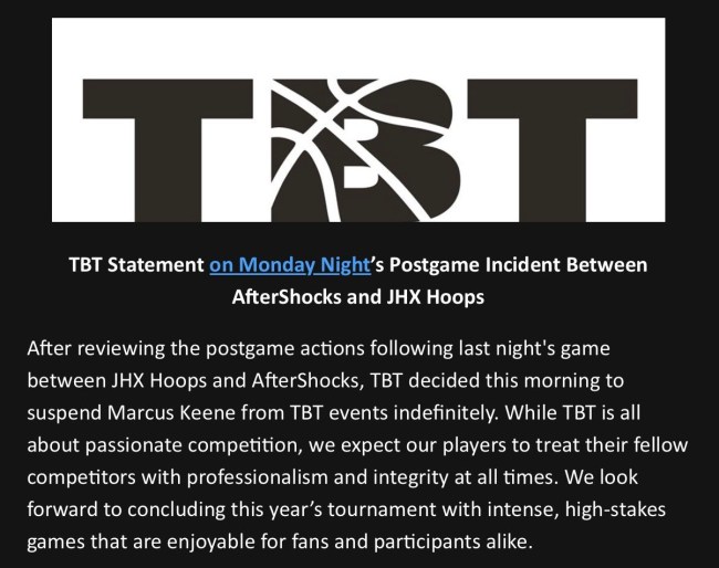 TBT announces Marcus Keene suspension
