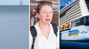 deep ocean (l) woman shares cruise experience (c) Royal Caribbean cruise (r)