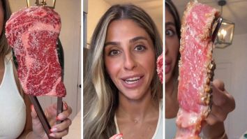 New York Woman Takes Her Steak ‘Black And Blue,’ Shows How She ‘Cooks’ It. It’s Still Cold When She Takes A Bite