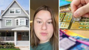 home at las vegas (l) woman shares home issue (c) lottery card (r)