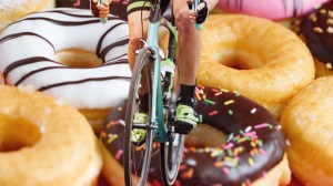 cyclist on top of donuts