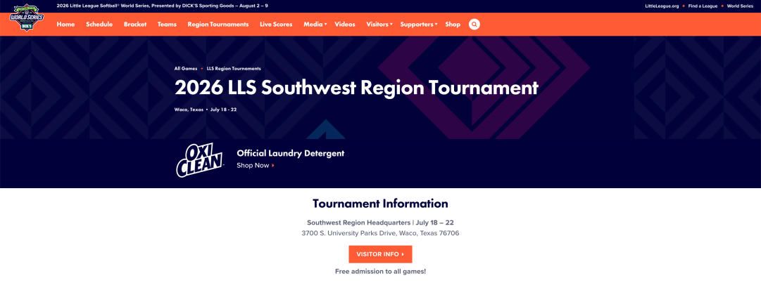Little League Softball Southwest Region Bracket
