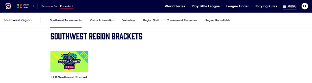 Little League Softball Southwest Regional Bracket