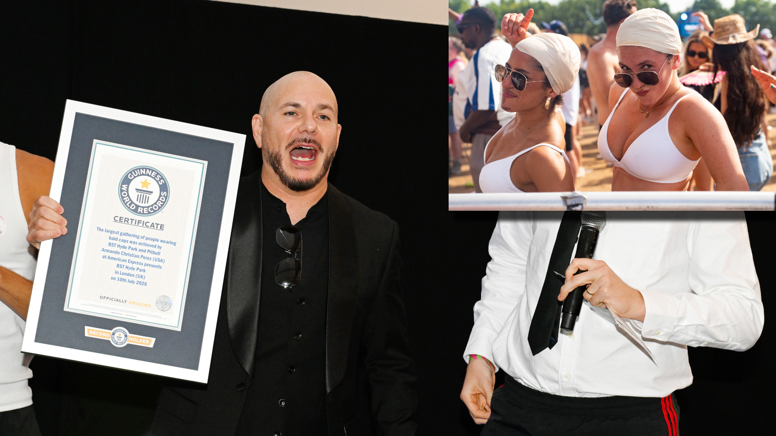 Pitbull Has Officially Become The Face Of Male Baldness After Setting World Record For Largest Gathering Of People Wearing Bald Caps Pitbull Has Officially Become The Face Of Male Baldness After Setting World Record For Largest Gathering Of People Wearing Bald Caps