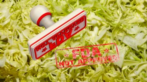 shredded lettuce background with FDA Not Approved stamp