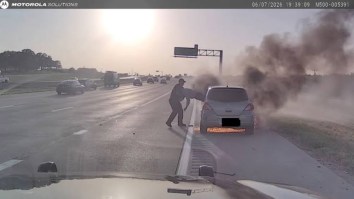 Quick-Thinking Texas Police Officer Halts Traffic Stop, Races To Pull Driver From Burning Car