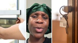 tinting house windows (l) woman shares light bill hack (c) Apartment keys (r)