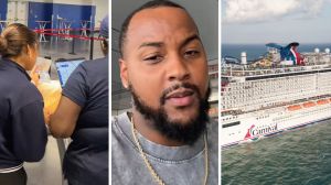cruise security (l) man shares carnival cruise experience (c) Carnival cruise on the go (r)