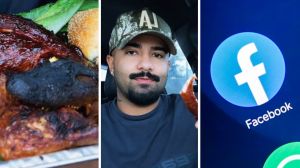 cooked alligator (l) man shares wild food purchase (c) facebook app (r)