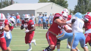 William Jewell running back MicahJo Barnett scores touchdown in the first quarter of a game against Fort Lewis College.