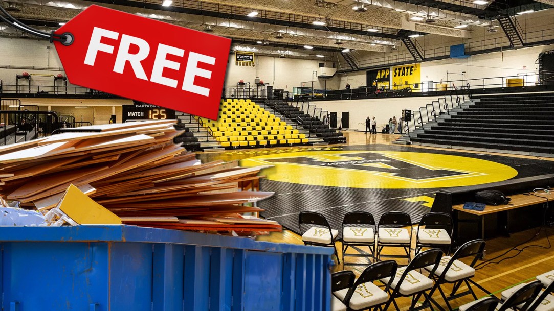 App State Varsity Gym Basketball Court Wood Trash Dumpster Stolen