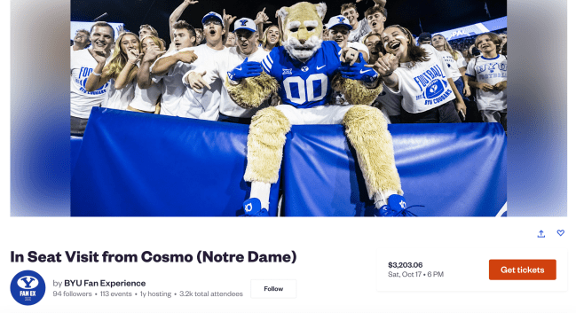 BYU Cosmo meet and greet for Notre Dame game