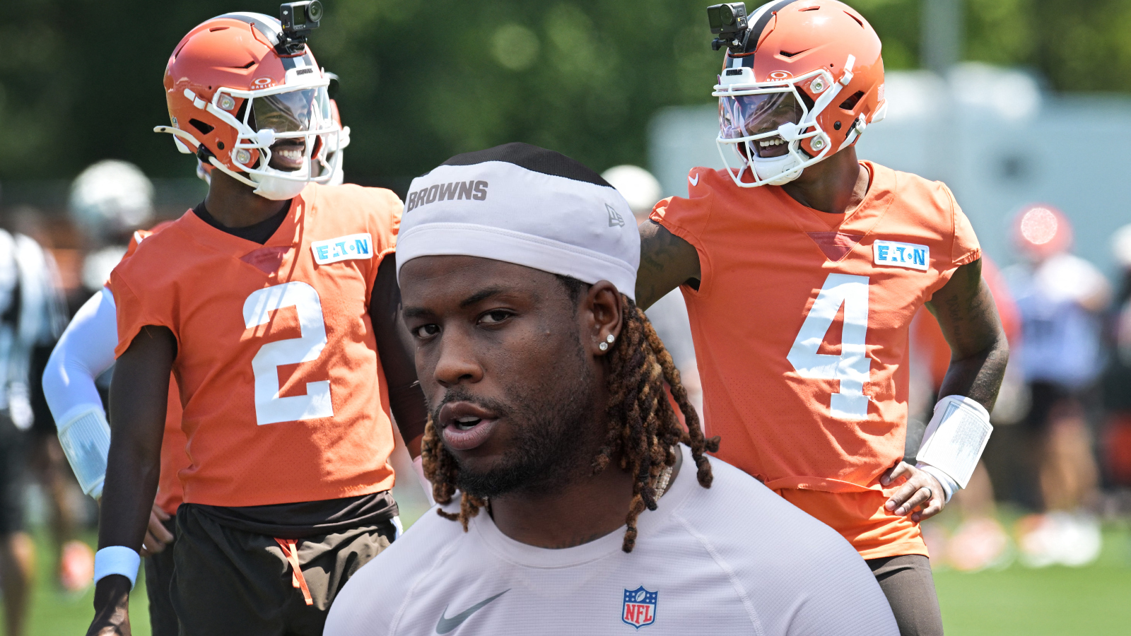 Cleveland Browns stars Shedeur Sanders, Deshaun Watson, and Jerry Jeudy at Brows Training Camp
