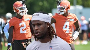 Cleveland Browns stars Shedeur Sanders, Deshaun Watson, and Jerry Jeudy at Brows Training Camp