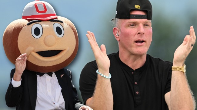 Lee Corso wearing Ohio State mascot head next to Pat McAfee