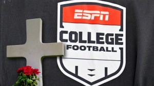 Gravestone next to ESPN College Football Logo