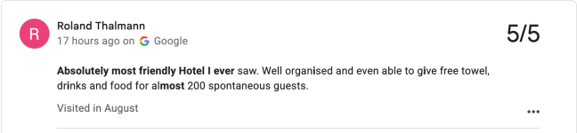 Roland Thalmann reviews French hotel at Vuelta a Espana