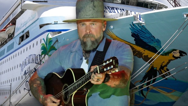 Zac Brown in front of Margaritaville cruise ship