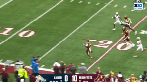 Minnesota wide receiver Tyrone Tracy returns a punt against the Akron Zips.