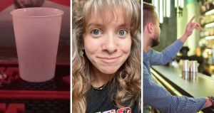 shot cup (l) bartender shares strange shot order (c) man ordering a shot (r)