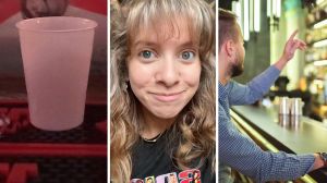shot cup (l) bartender shares strange shot order (c) man ordering a shot (r)