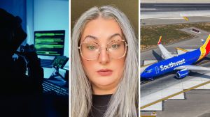 accounts hacker (l) woman shares southwest airlines issue (c) southwest airlines plane (r)