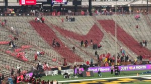 The Maryland Terrapins student section sits empty amid a 54-3 blowout loss to the UCLA Bruins on Sept. 26, 2026.