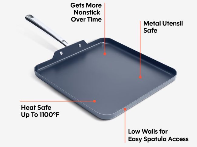 Misen 11in Carbon Nonstick Square Griddle