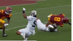 Oregon QB Dante Moore Gets Knocked Out Cold & Taken Out Stretcher, Brawl Nearly Breaks Out After USC Defender Celebrates Dirty Hit