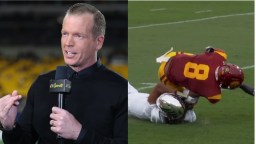 NBC’s Chris Simms Apologizes For Blaming Oregon QB Dante Moore For Sliding Late Before Getting Knocked Out Cold