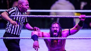 DUESSELDORF, GERMANY - FEBRUARY 22: Benjamin Satterley, then wrestling under the name Neville, reacts during to the WWE Live Duesseldorf event at ISS Dome on February 22, 2017 in Duesseldorf, Germany.