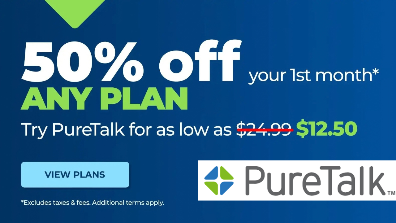 Get 50% Off Your First Month Of ANY PureTalk Wireless Plan (AS LOW AS .50/MONTH!) Get 50% Off Your First Month Of ANY PureTalk Wireless Plan (AS LOW AS .50/MONTH!)
