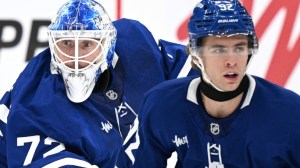 Maple Leafs goalie Sergei Bobrovsky and forward Gavin McKenna