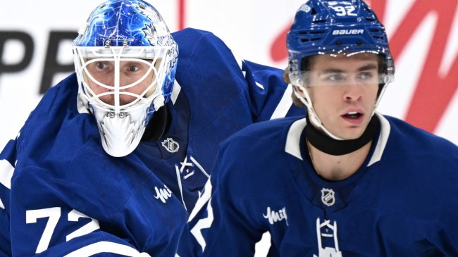 Maple Leafs goalie Sergei Bobrovsky and forward Gavin McKenna